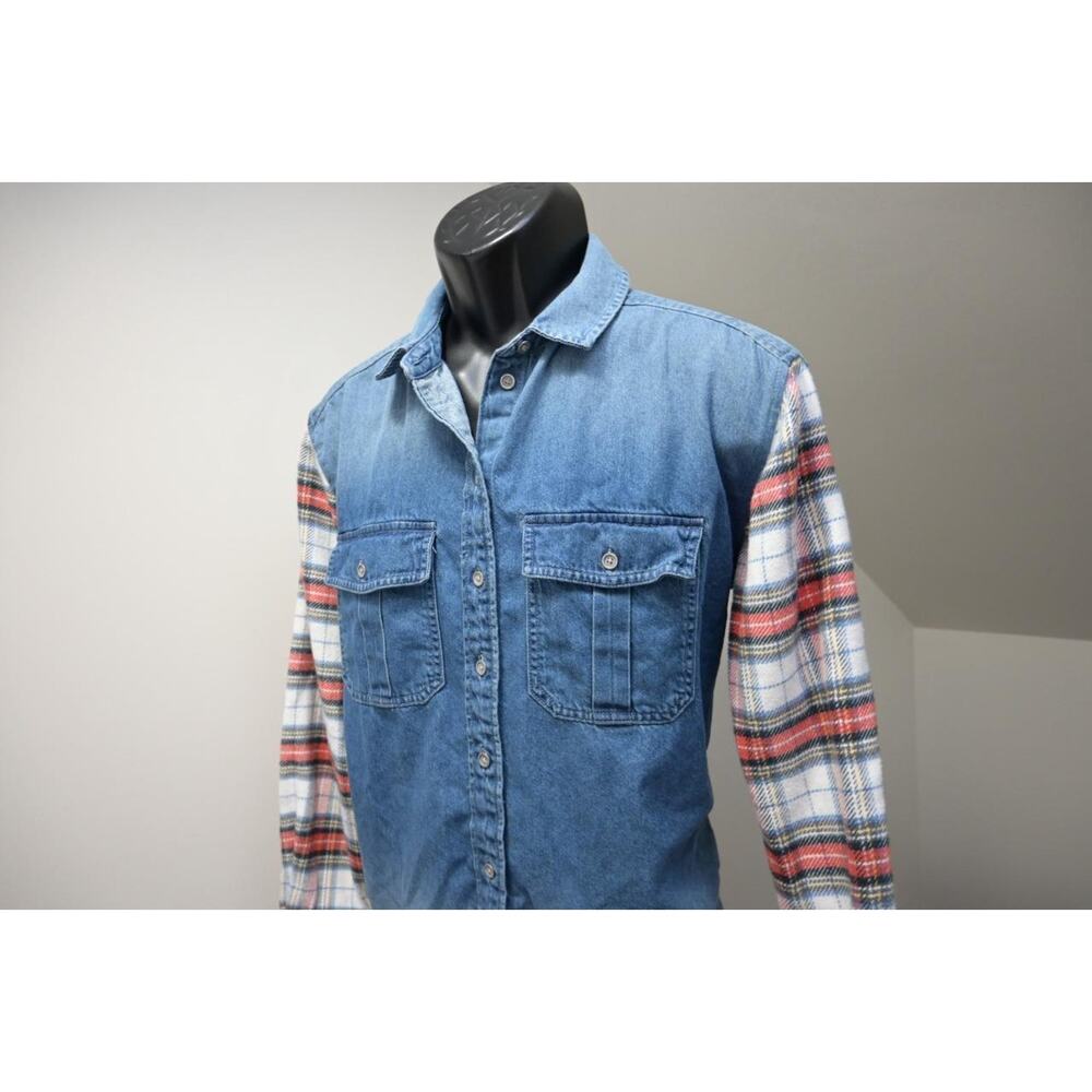 American Eagle Denim Jean Over Shirt Jacket Button Up Womens Size Small